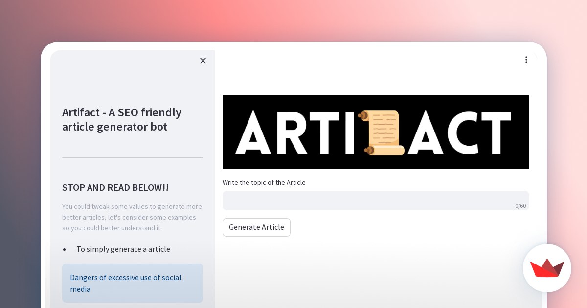 ArtiFact: Your personal bot to write SEO friendly articles